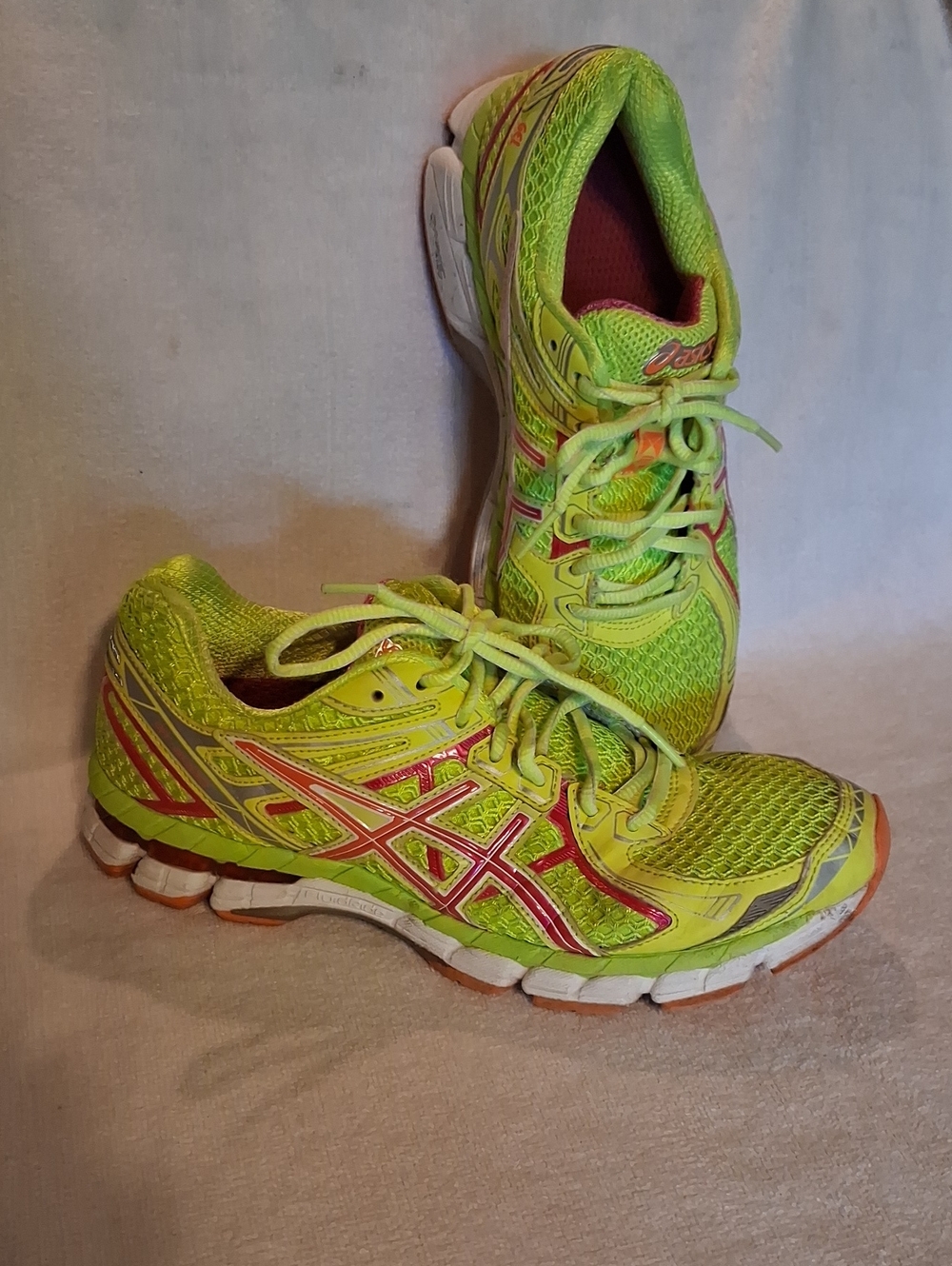 ASICS Neon Yellow and Pink Women's Athletic Running Shoes